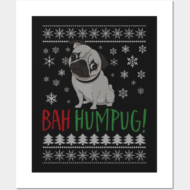 Bah Humpug! Christmas Pug Wall Art by CasesTshirts